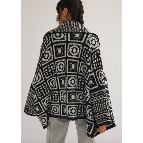 Maeve Anthropologie Square Patchwork Cardigan Boxy Open Front One Size - Picture 7 of 7